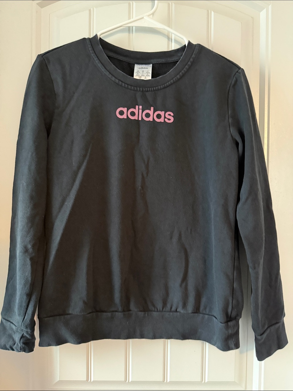 adidas Black Crewneck Sweatshirt with Pink Logo